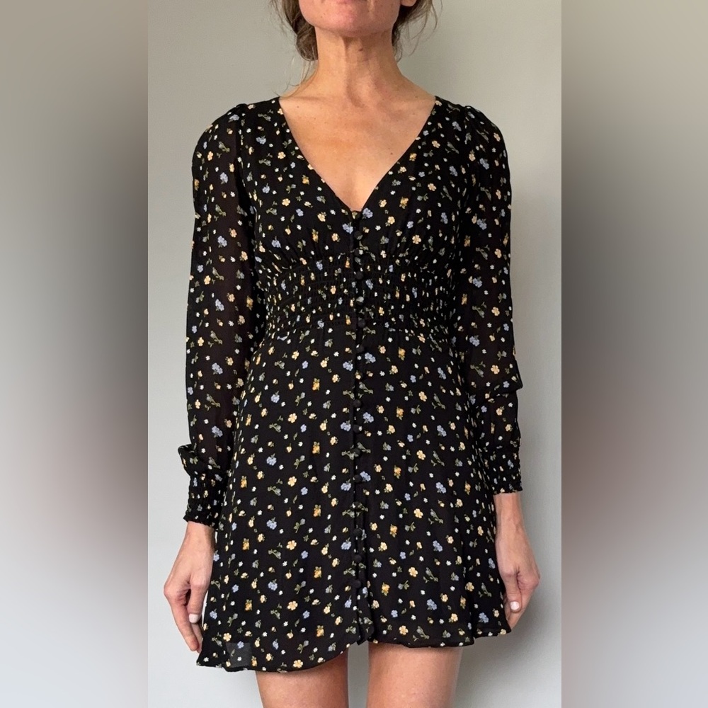 Reformation Floral Black Dress